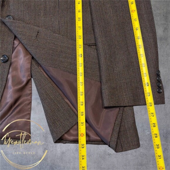 CHAPS Classic fit Men’s 44L Brown Lambswool Blazer Sport Coat 2 Button Jacket - Picture 10 of 13